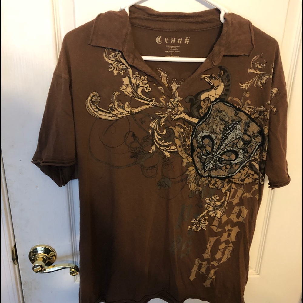 Crank men’s button up design polo size Large